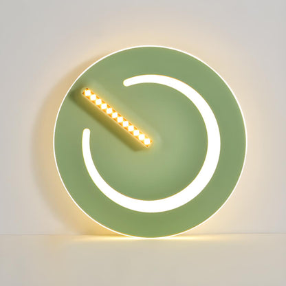 Bedroom Green Metal Circle Flush Mount Ceiling Light