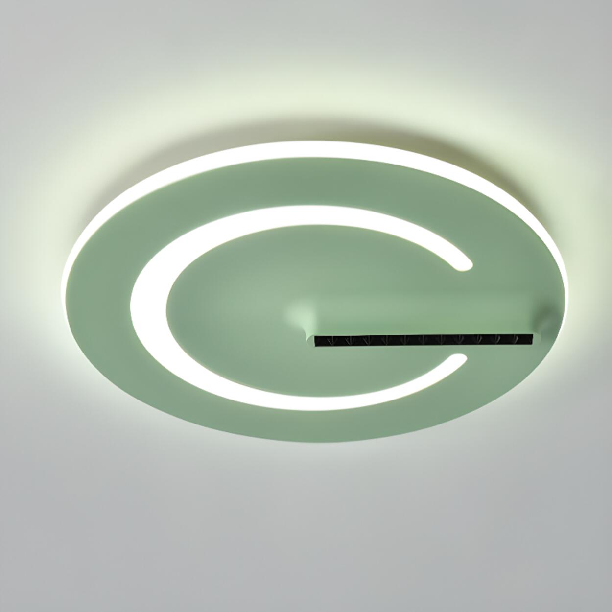 Bedroom Green Metal Circle Flush Mount Ceiling Light