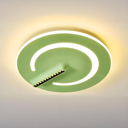 Bedroom Green Metal Circle Flush Mount Ceiling Light