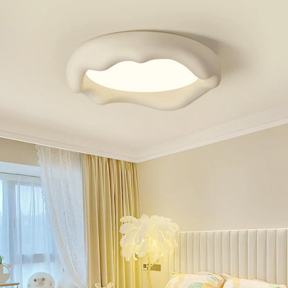 Bedroom Milk Coffee Wave Round Flush-Mount Ceiling Lamp