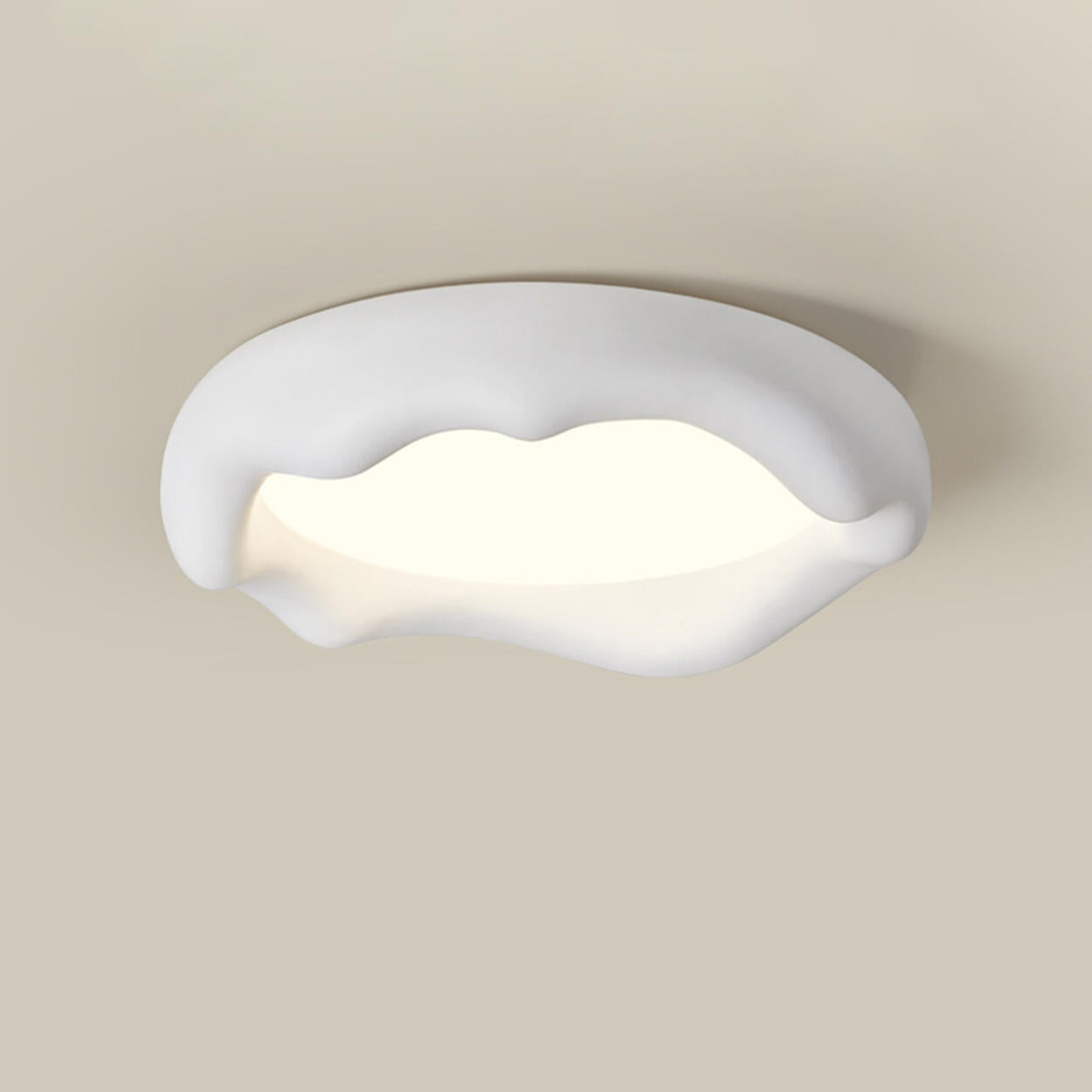 Bedroom Milk Coffee Wave Round Flush-Mount Ceiling Lamp