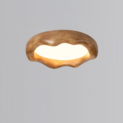 Bedroom Milk Coffee Wave Round Flush-Mount Ceiling Lamp