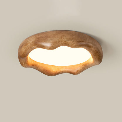 Bedroom Milk Coffee Wave Round Flush-Mount Ceiling Lamp