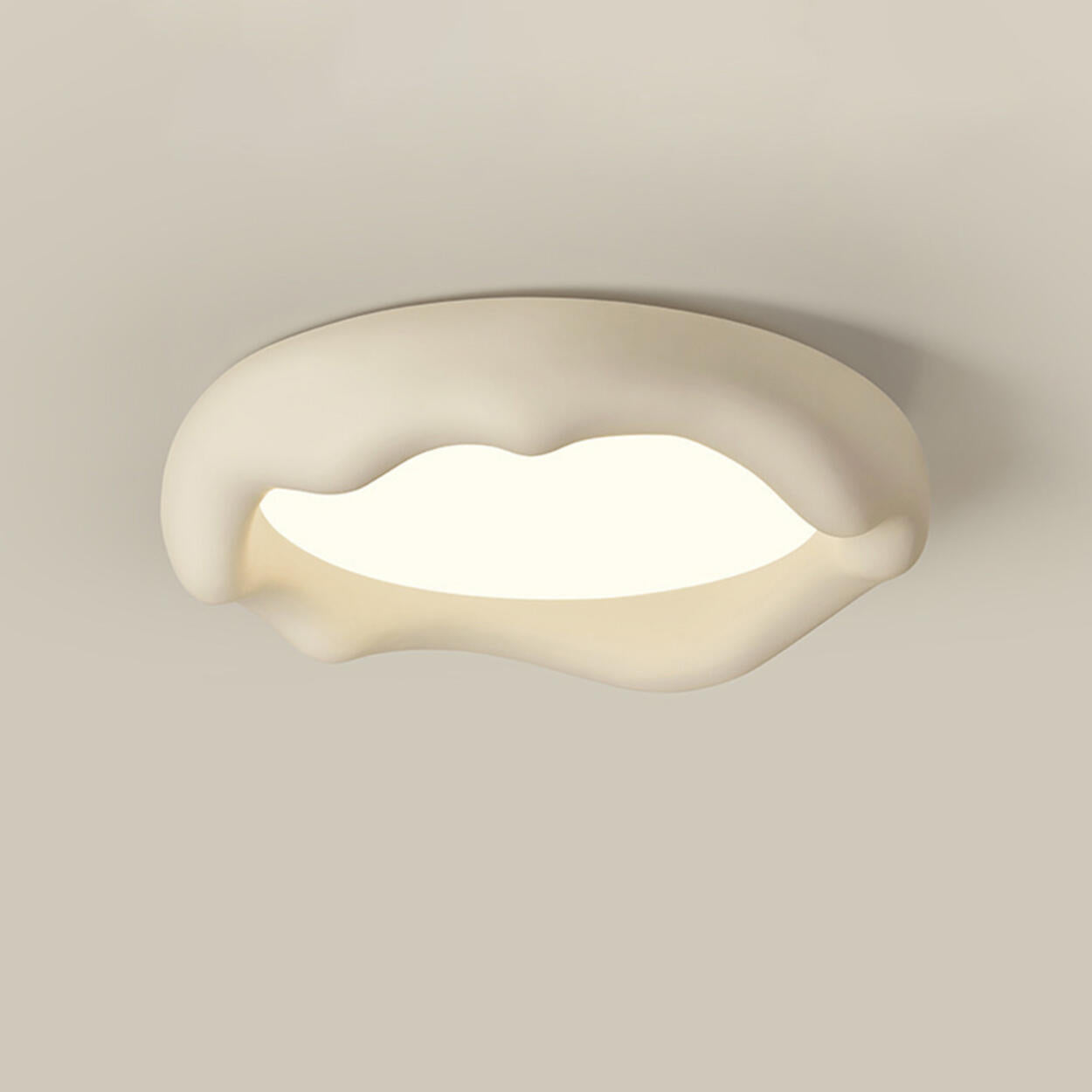 Bedroom Milk Coffee Wave Round Flush-Mount Ceiling Lamp