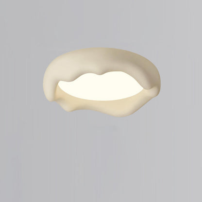 Bedroom Milk Coffee Wave Round Flush-Mount Ceiling Lamp