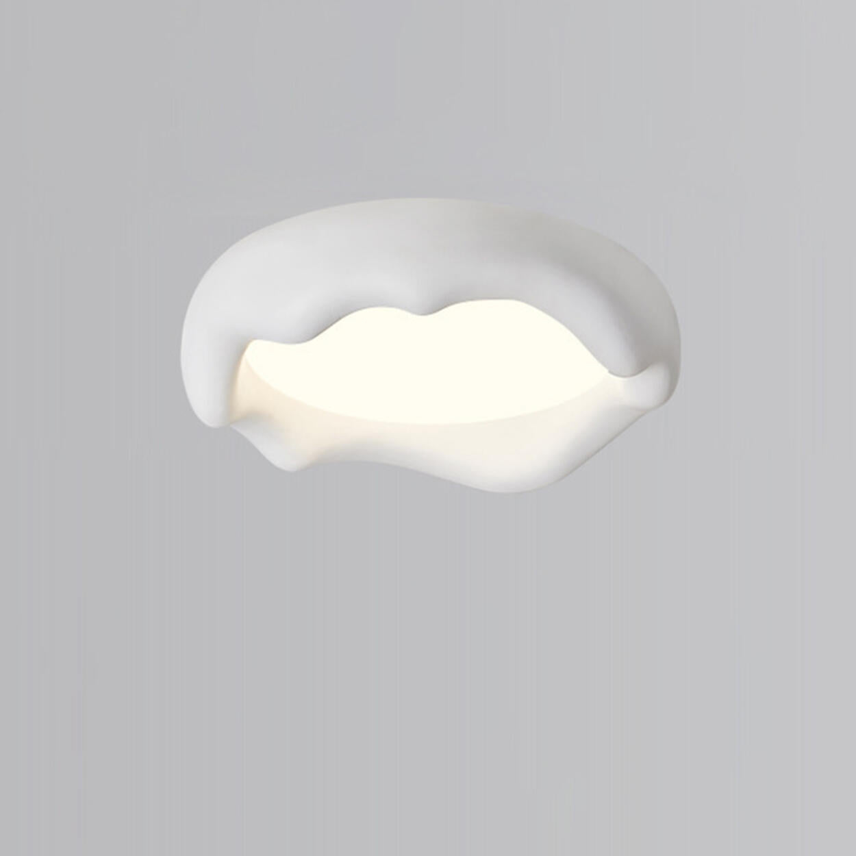 Bedroom Milk Coffee Wave Round Flush-Mount Ceiling Lamp