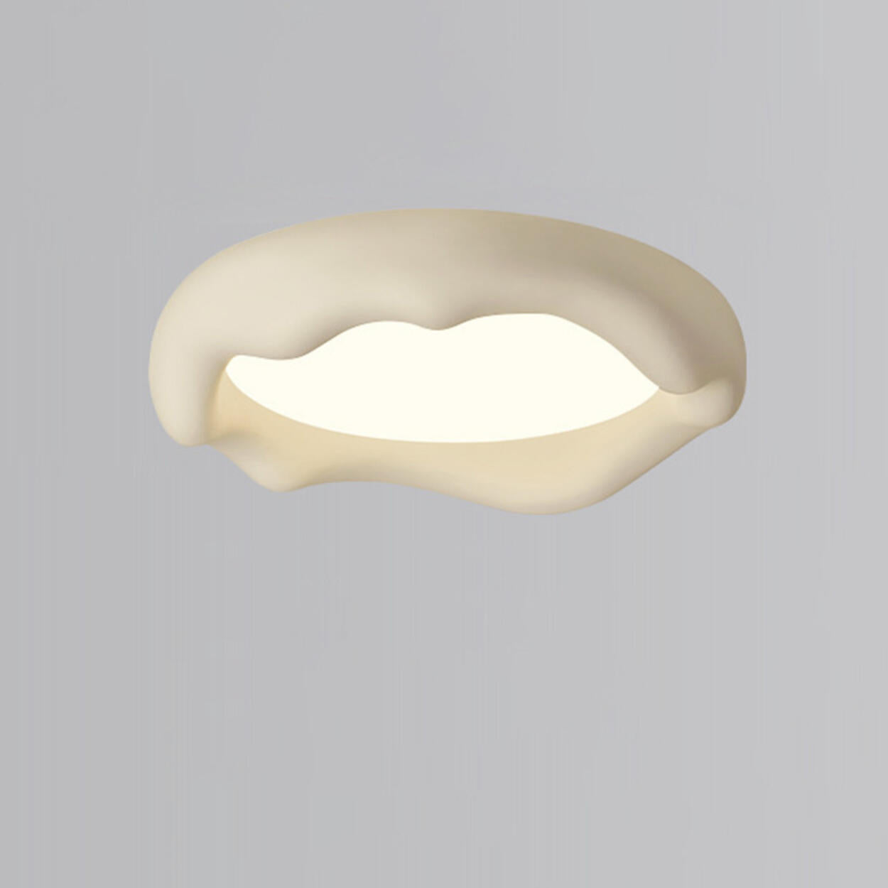 Bedroom Milk Coffee Wave Round Flush-Mount Ceiling Lamp