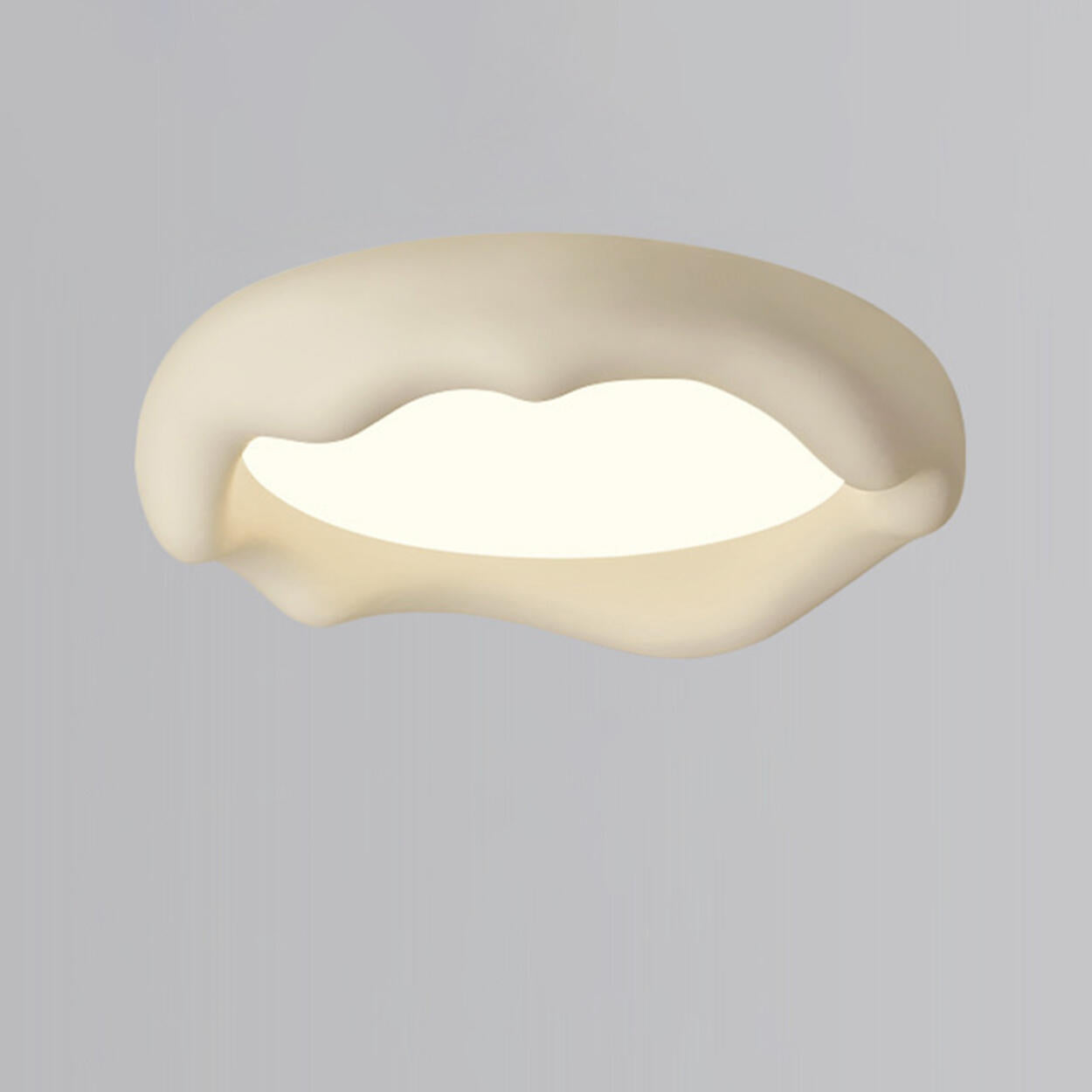 Bedroom Milk Coffee Wave Round Flush-Mount Ceiling Lamp