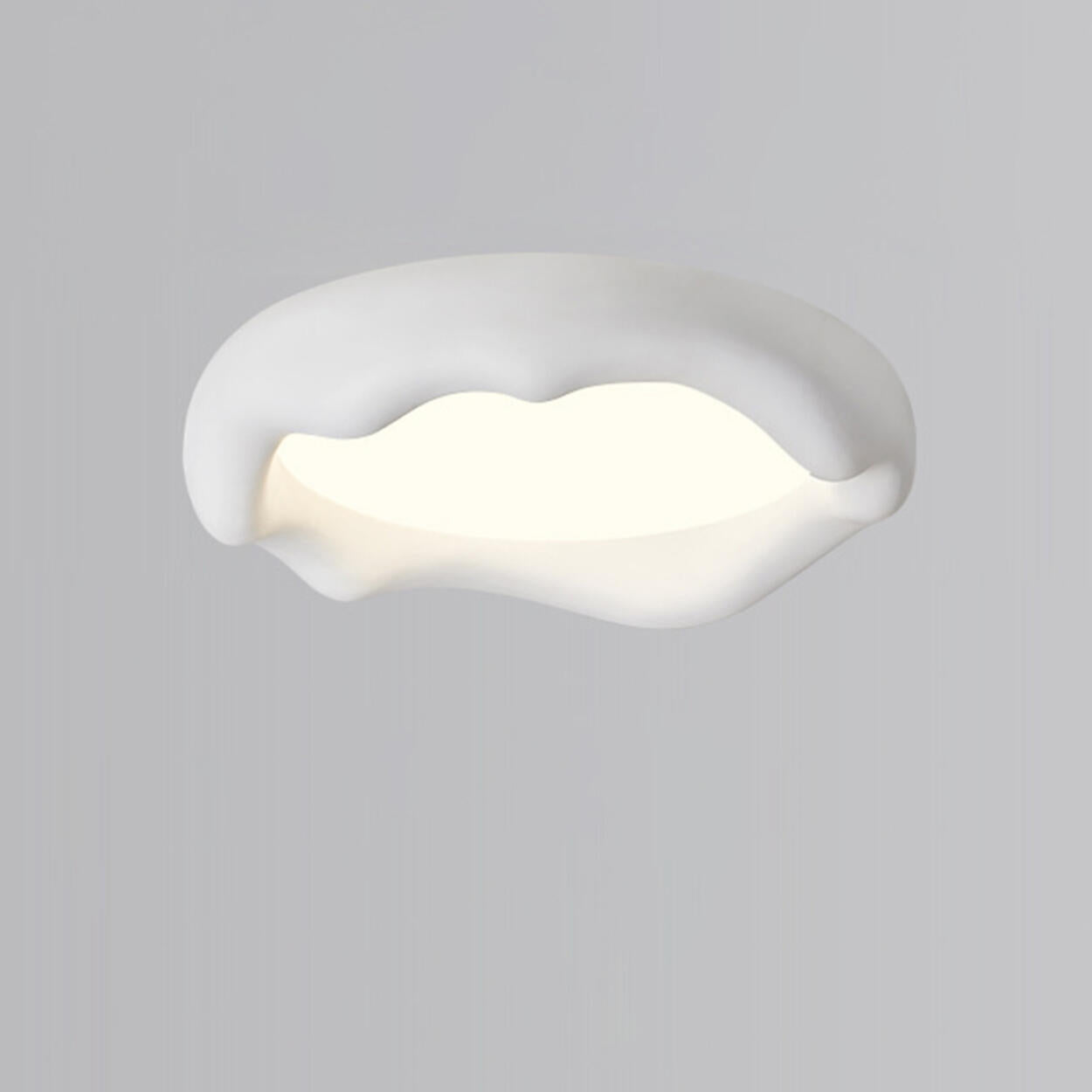 Bedroom Milk Coffee Wave Round Flush-Mount Ceiling Lamp