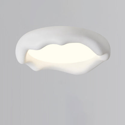 Bedroom Milk Coffee Wave Round Flush-Mount Ceiling Lamp