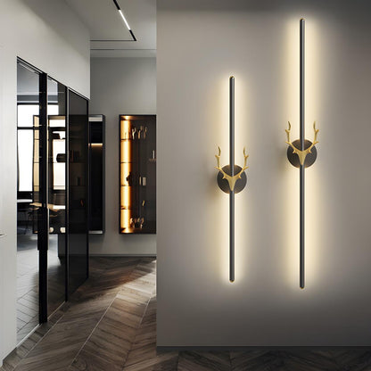 Bedroom Modern Gold Antler and Vertical Wall Sconce