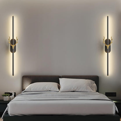 Bedroom Modern Gold Antler and Vertical Wall Sconce