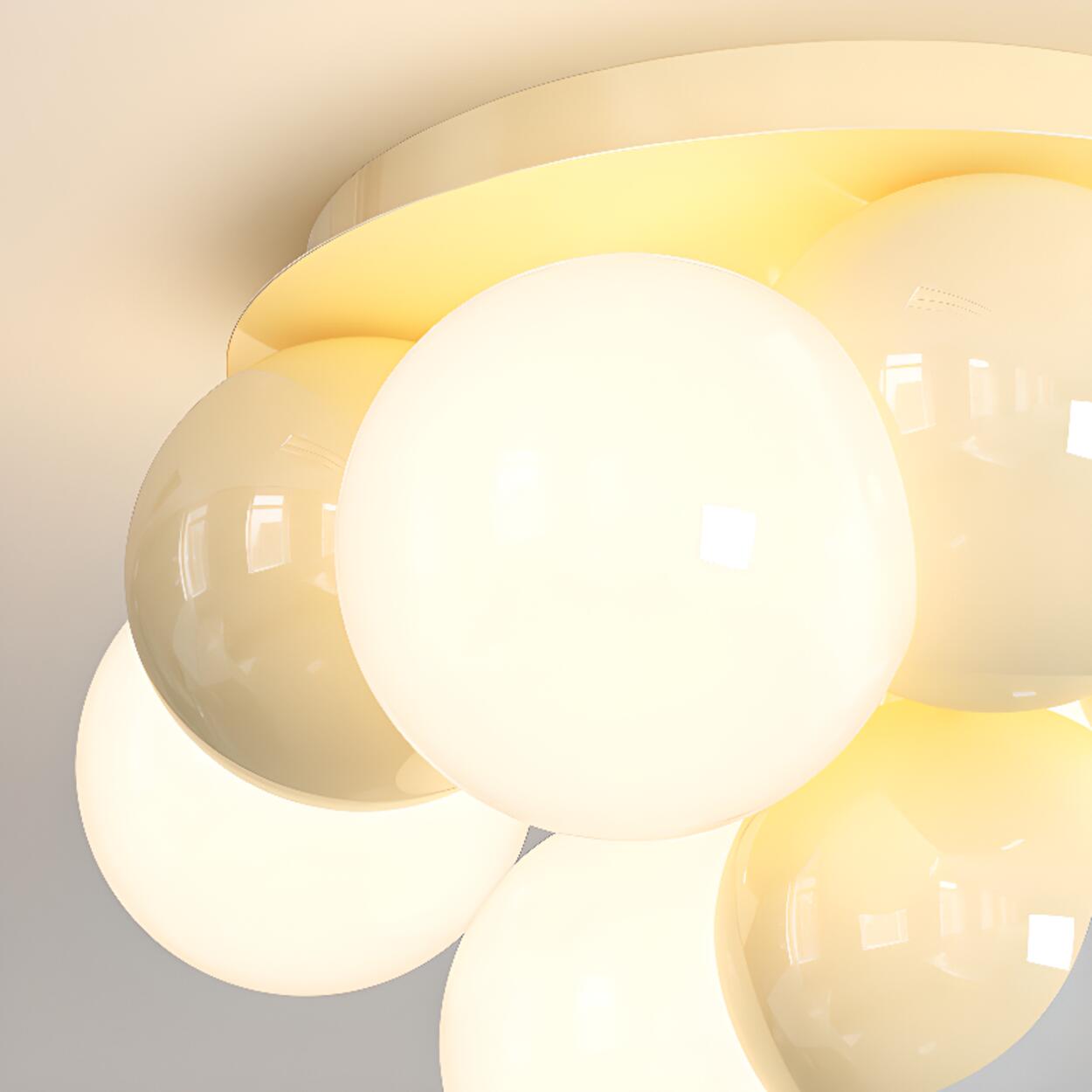 Bedroom White Bubble Sphere Semi-Flush Mount Light