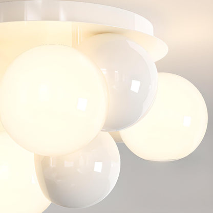 Bedroom White Bubble Sphere Semi-Flush Mount Light