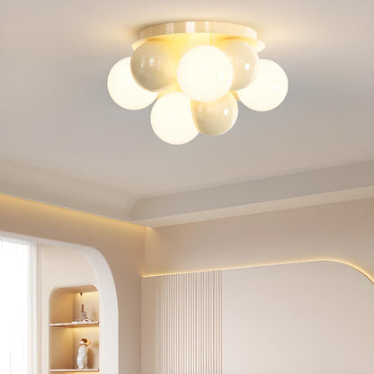 Bedroom White Bubble Sphere Semi-Flush Mount Light