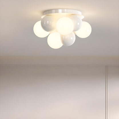 Bedroom White Bubble Sphere Semi-Flush Mount Light