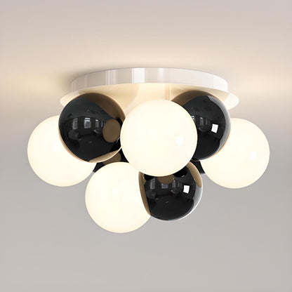 Bedroom White Bubble Sphere Semi-Flush Mount Light