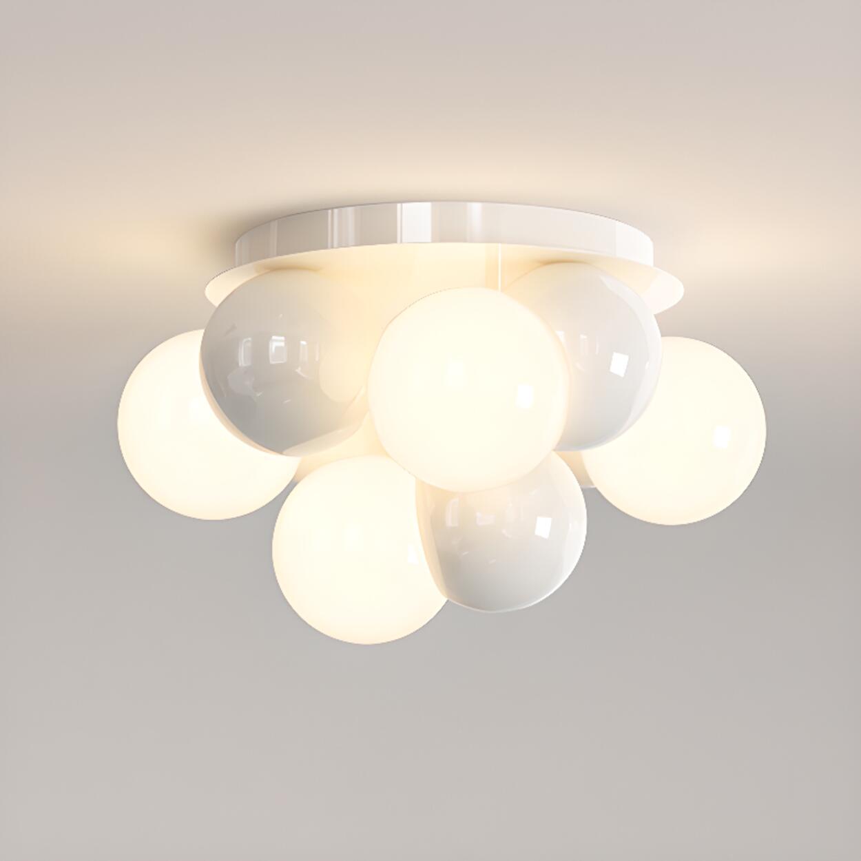 Bedroom White Bubble Sphere Semi-Flush Mount Light