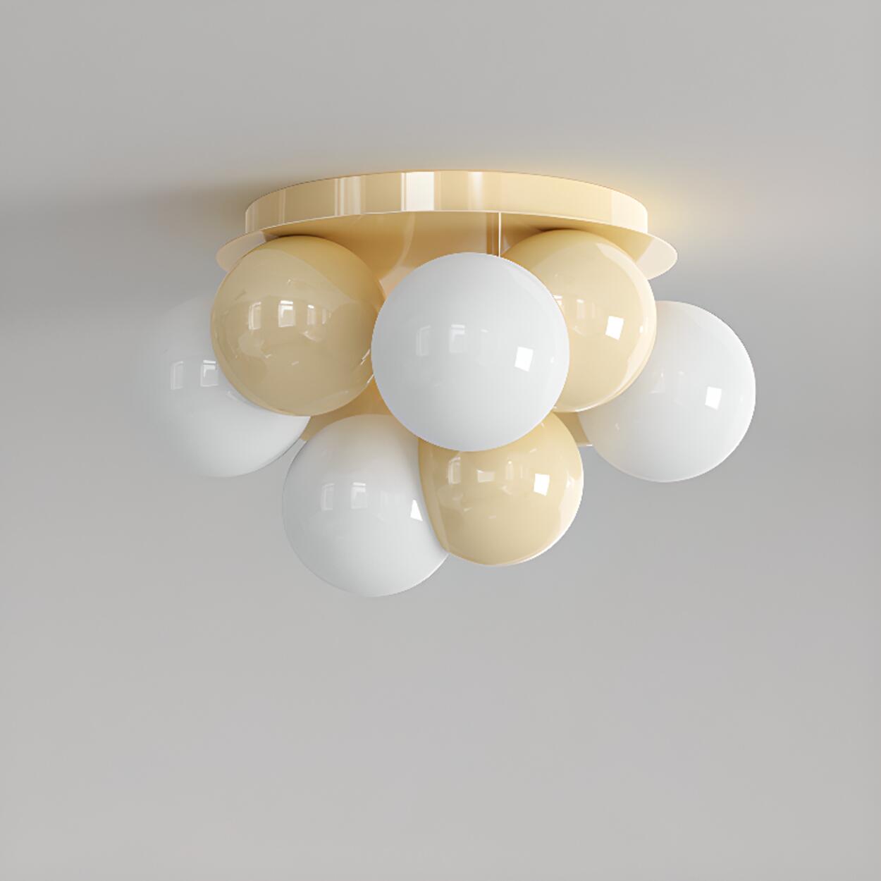 Bedroom White Bubble Sphere Semi-Flush Mount Light