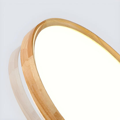 Bedroom Wood Brown Round LED Flush Mount Ceiling Light