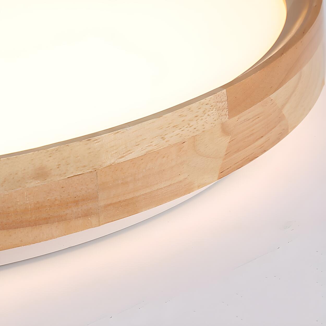 Bedroom Wood Brown Round LED Flush Mount Ceiling Light