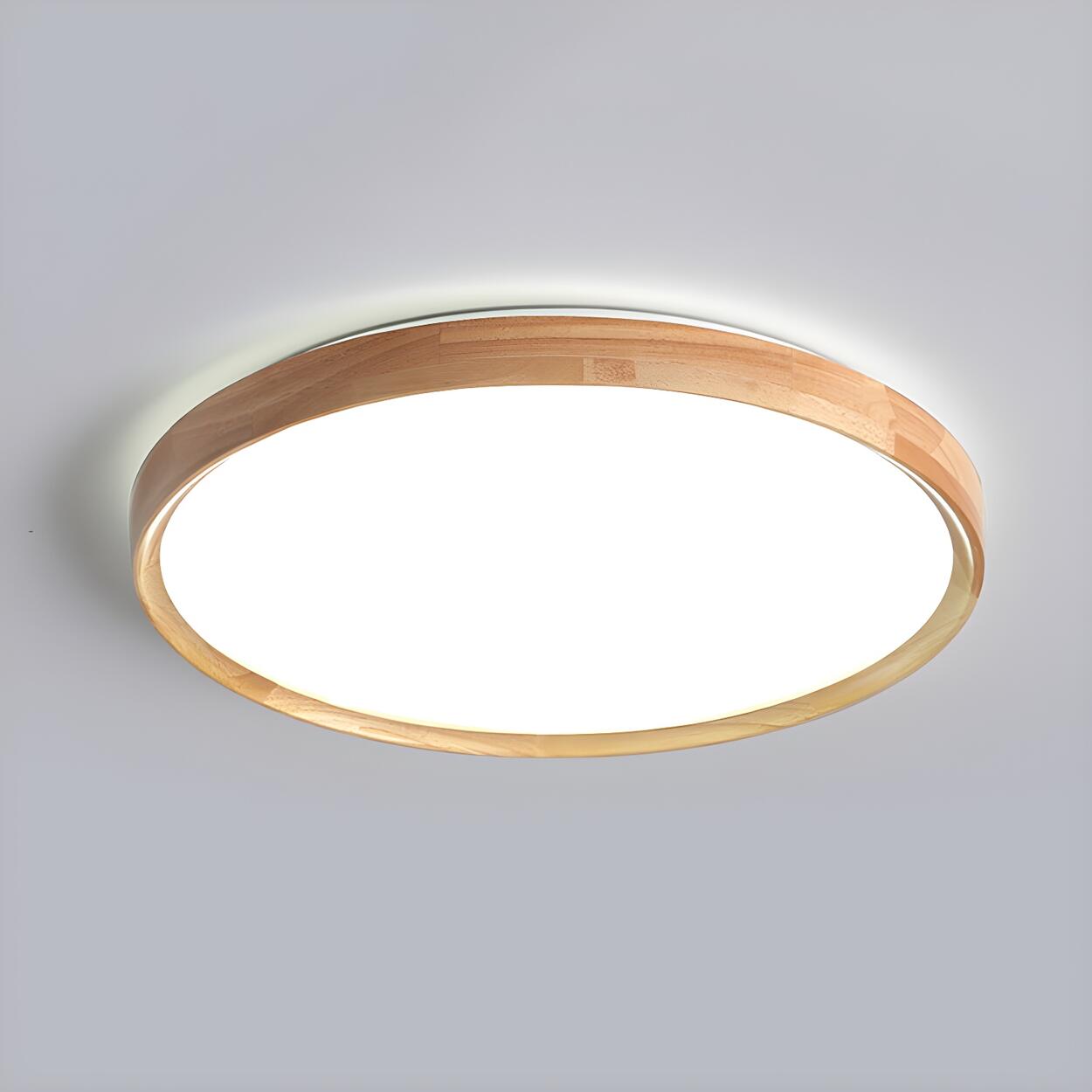 Bedroom Wood Brown Round LED Flush Mount Ceiling Light