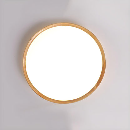 Bedroom Wood Brown Round LED Flush Mount Ceiling Light