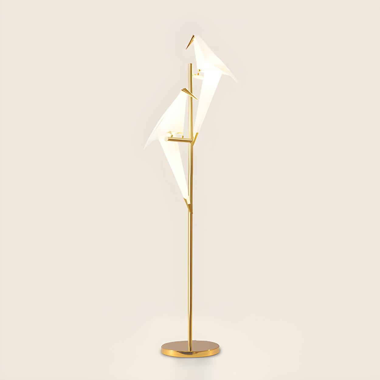 Bedside Bird-Shaped Artistic Gold Stand Floor Lamp