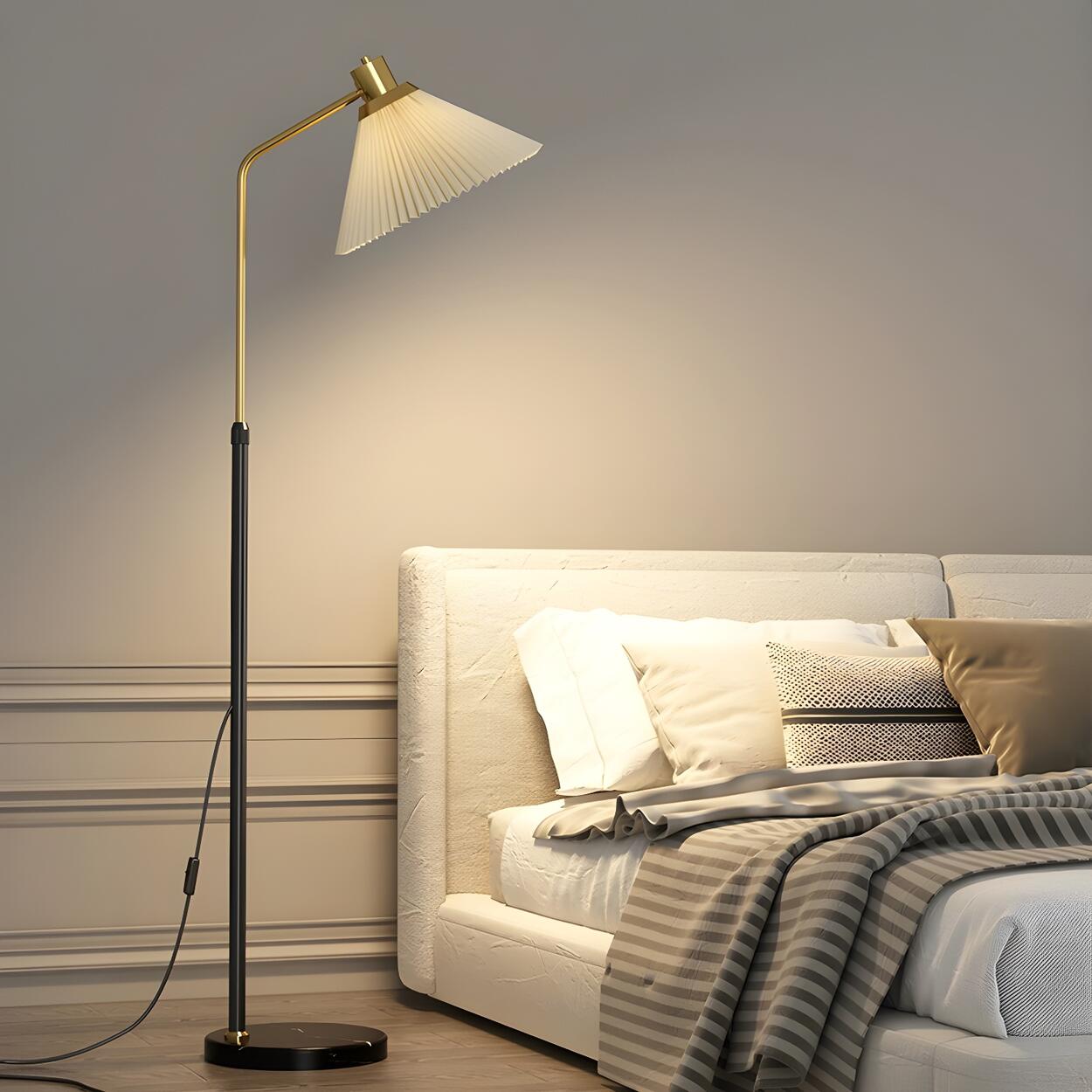 Bedside Pleated Shade Modern Adjustable Floor Lamp