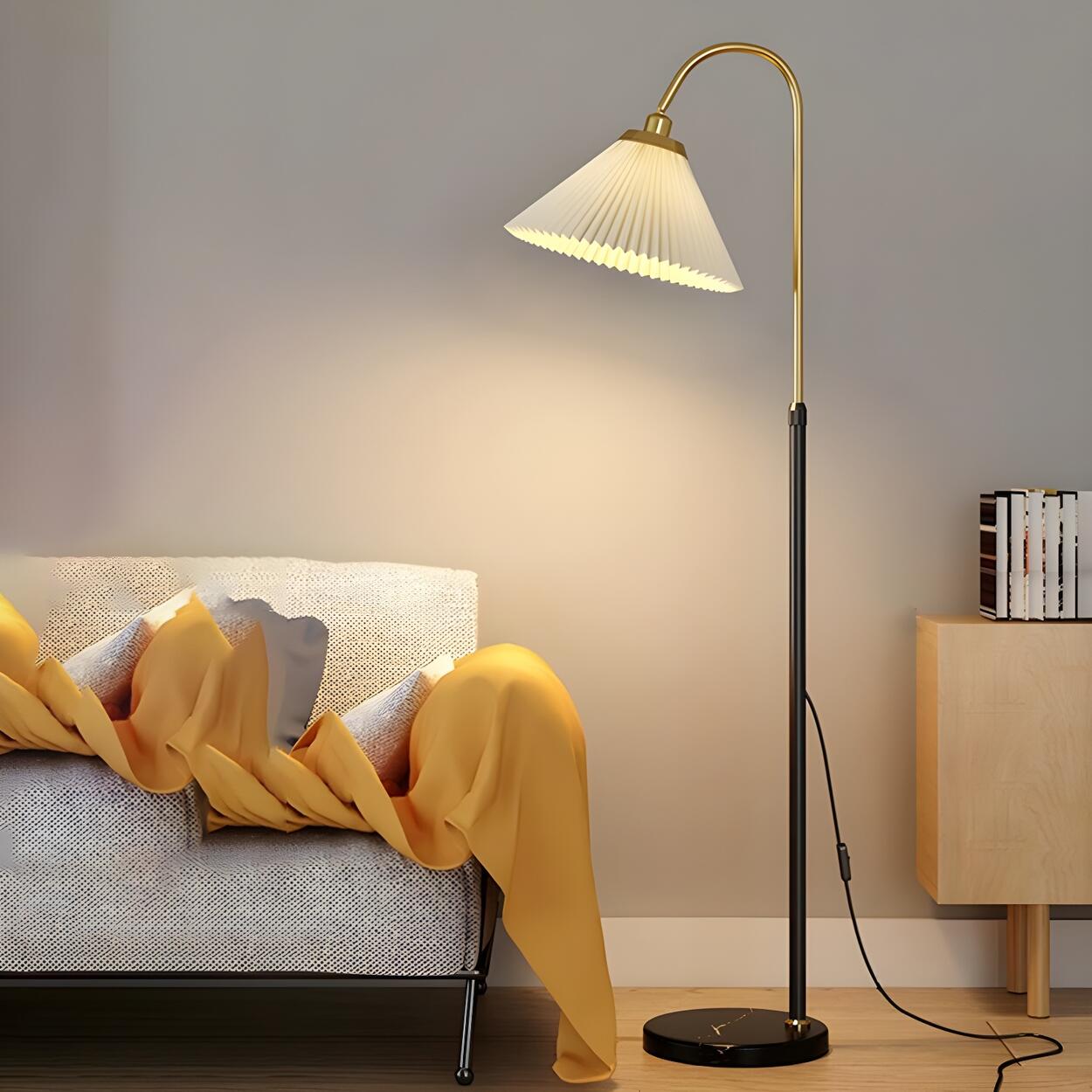 Bedside Pleated Shade Modern Adjustable Floor Lamp