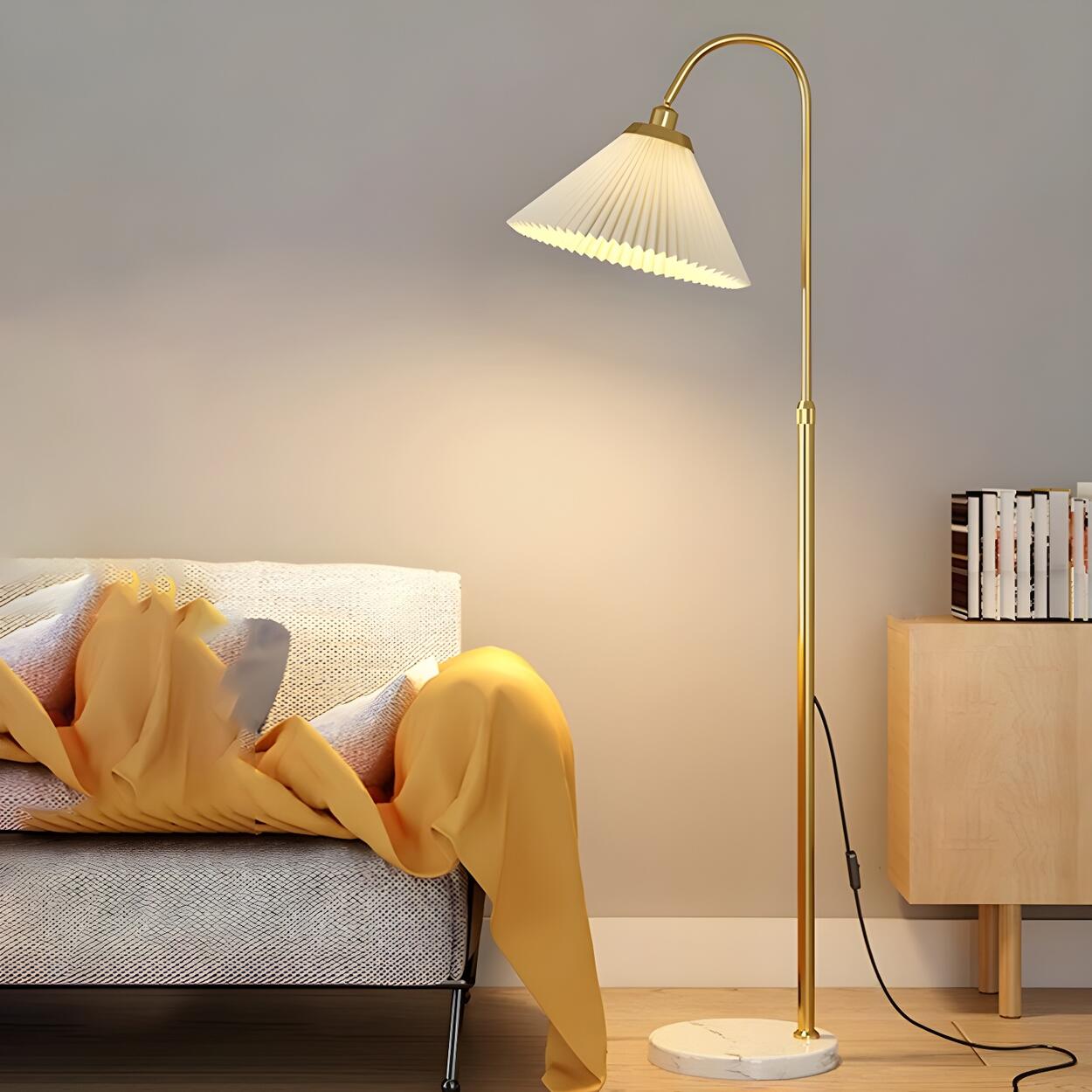 Bedside Pleated Shade Modern Adjustable Floor Lamp