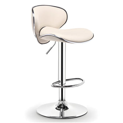 Beige Saddle Leather Adjustable Metal Swivel Bar Stool