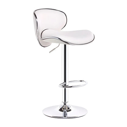 Beige Saddle Leather Adjustable Metal Swivel Bar Stool