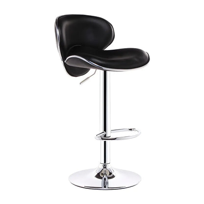 Beige Saddle Leather Adjustable Metal Swivel Bar Stool