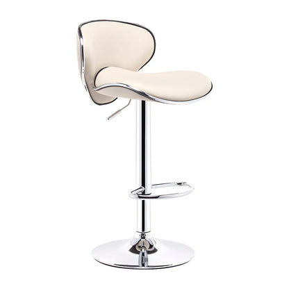 Beige Saddle Leather Adjustable Metal Swivel Bar Stool