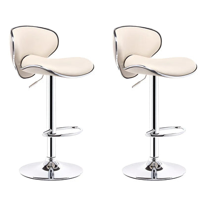 Beige Saddle Leather Adjustable Metal Swivel Bar Stool