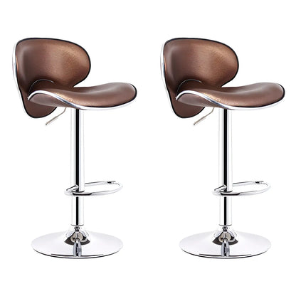 Beige Saddle Leather Adjustable Metal Swivel Bar Stool