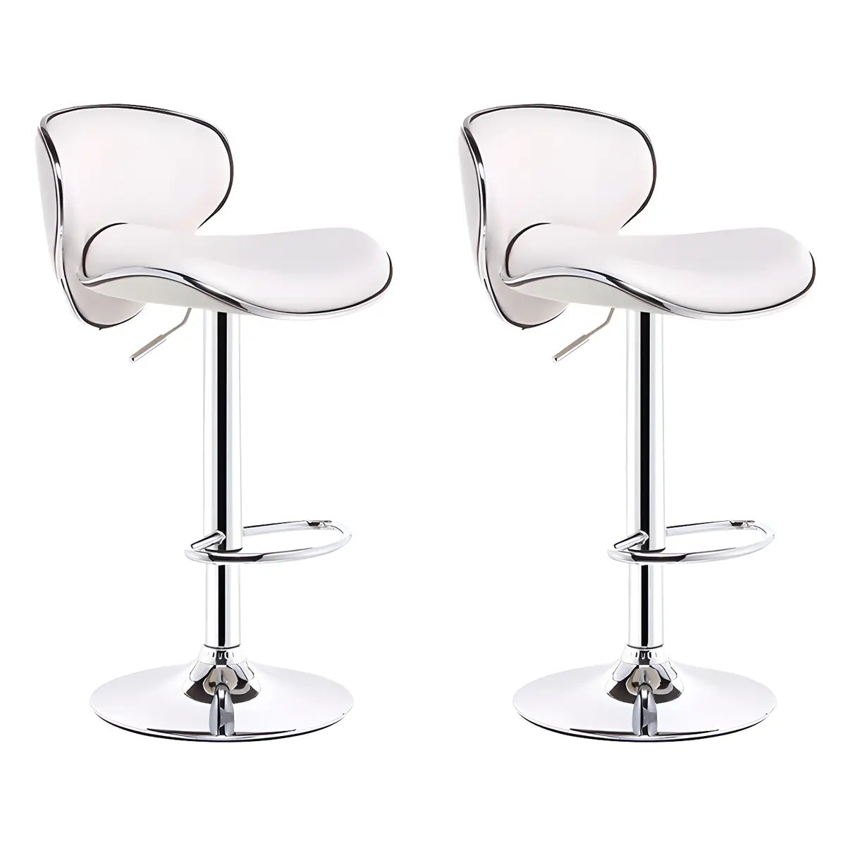 Beige Saddle Leather Adjustable Metal Swivel Bar Stool