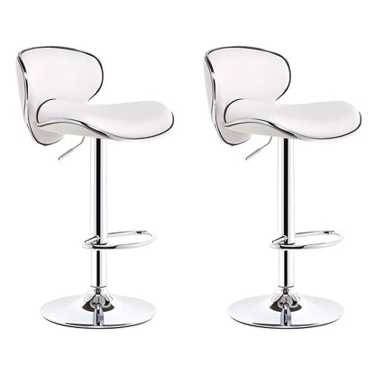 Beige Saddle Leather Adjustable Metal Swivel Bar Stool