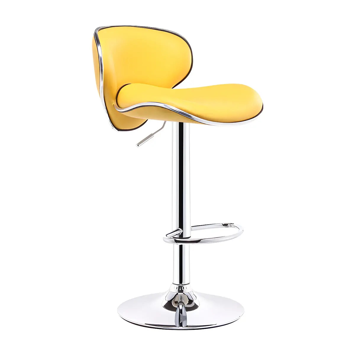 Beige Saddle Leather Adjustable Metal Swivel Bar Stool