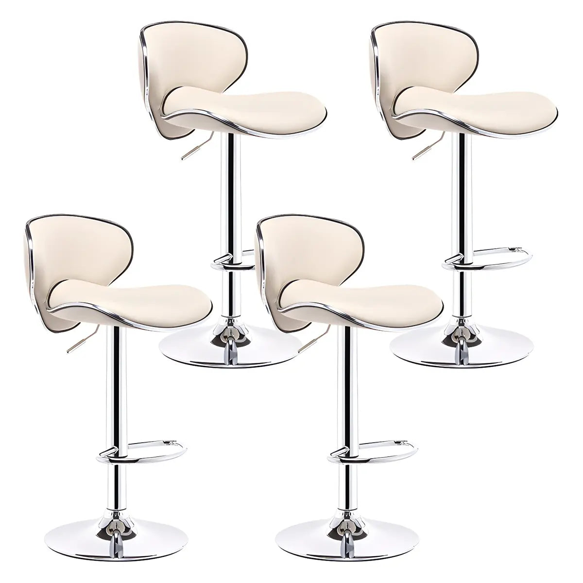 Beige Saddle Leather Adjustable Metal Swivel Bar Stool