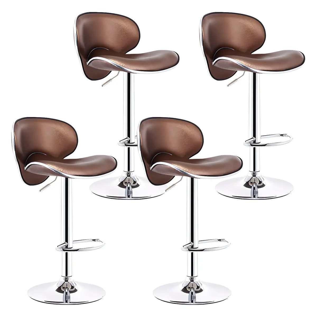 Beige Saddle Leather Adjustable Metal Swivel Bar Stool