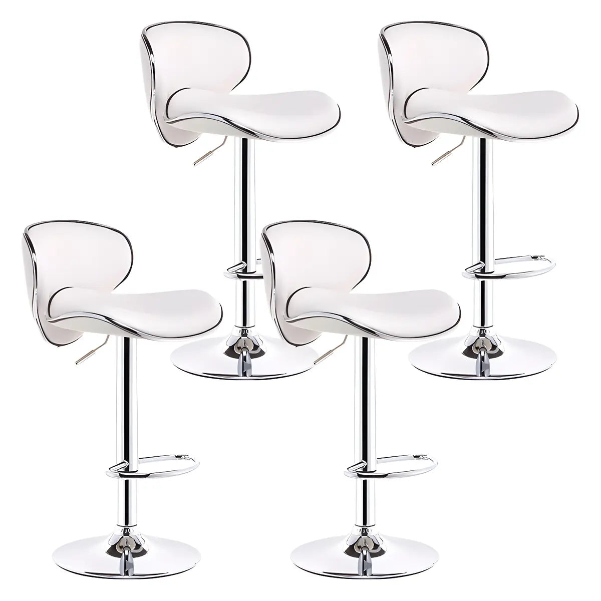 Beige Saddle Leather Adjustable Metal Swivel Bar Stool