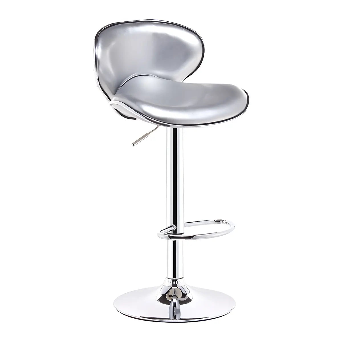 Beige Saddle Leather Adjustable Metal Swivel Bar Stool