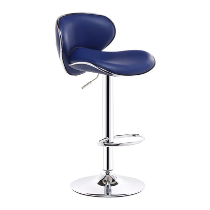 Beige Saddle Leather Adjustable Metal Swivel Bar Stool