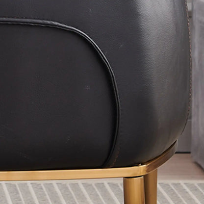 Black Faux Leather Tight Back Metal Four Legs Arm Chair