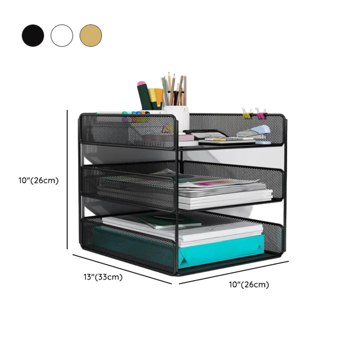 Black Modern Iron Mesh Desktop Organizer Bookcases