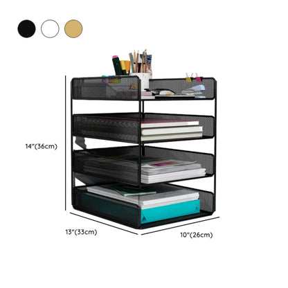 Black Modern Iron Mesh Desktop Organizer Bookcases