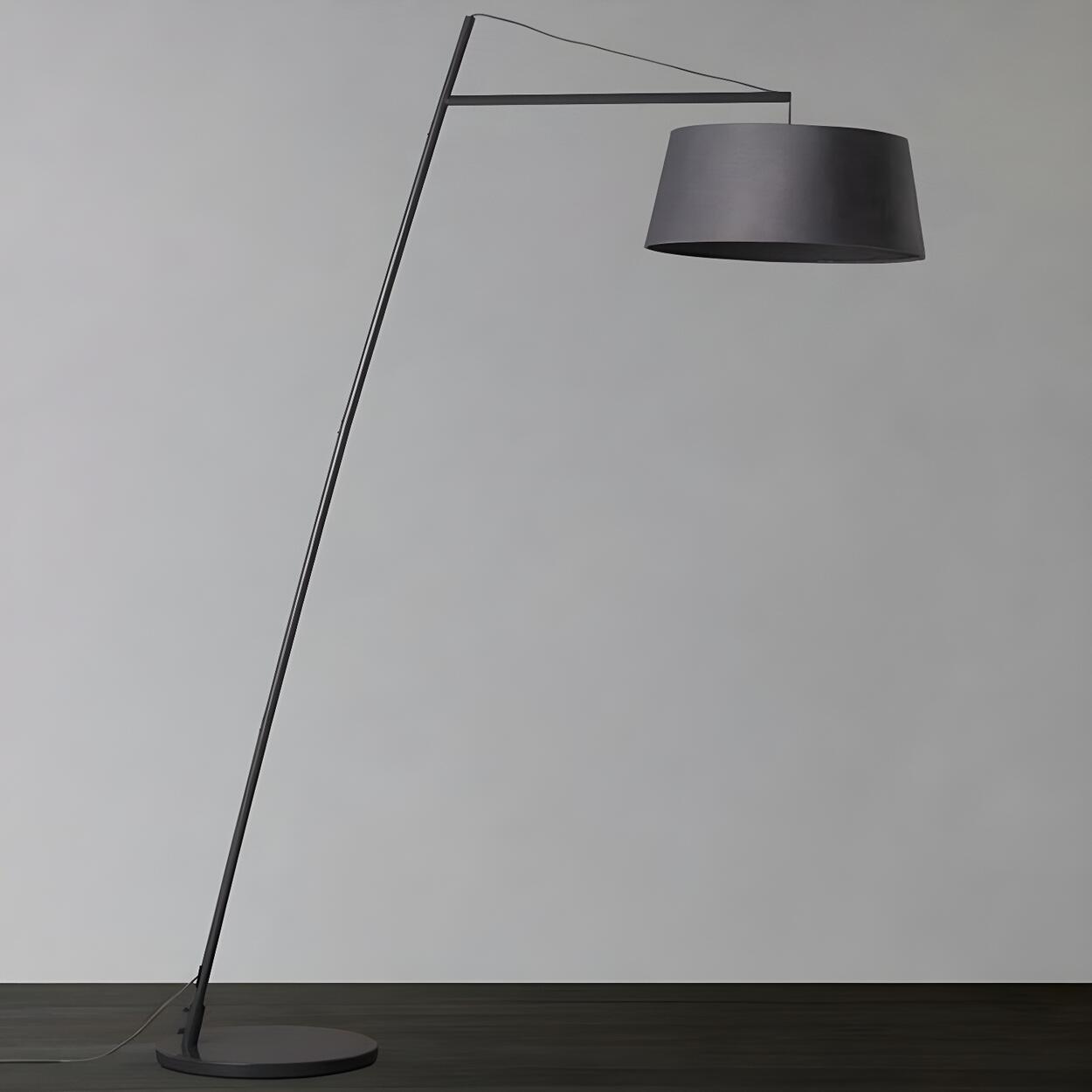 Black Oversized Drum Shade Modern Arc Floor Lamp