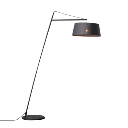 Black Oversized Drum Shade Modern Arc Floor Lamp